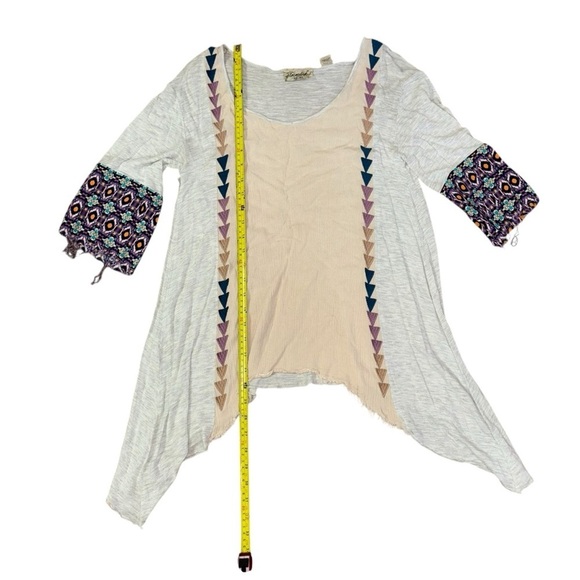 Gimmicks BKE Bohemian Hippie Tunic Asymmetrical Colorful Top Womens S 3/4 Sleeve - Picture 11 of 13